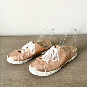 Superga Slip On Lace Up Sneaker in Rose Gold Metallic Size 38